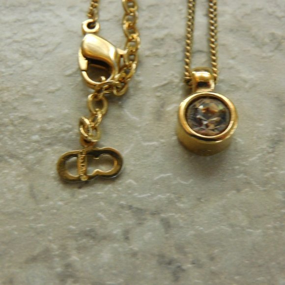 Collier Christian Dior vintage 1970 1980 serti pierre blanche - Picture 2 of 4